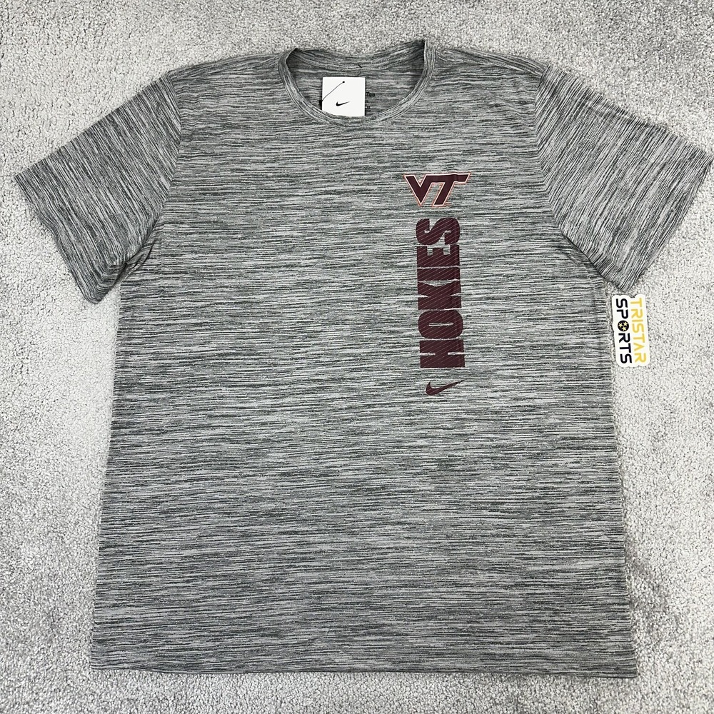 Virginia Tech Hokies Shirt Mens XL Gray Nike Dri Fit Sideline Team Issue